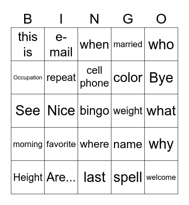 MAKE A SENTENCE Bingo Card