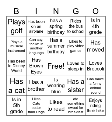 Get to Know You Bingo Card