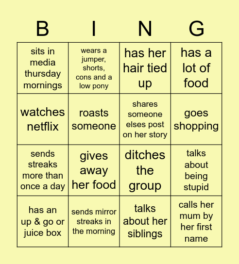 brianna Bingo Card