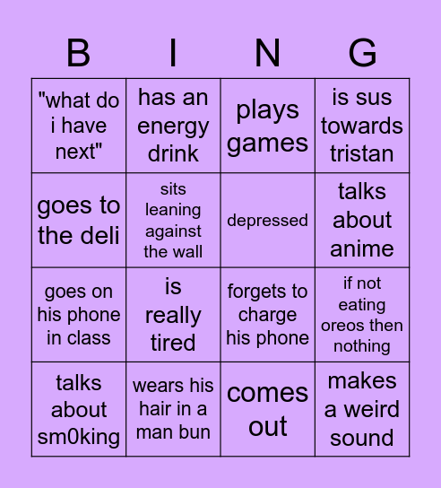 jacob Bingo Card