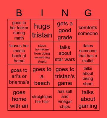 alysha Bingo Card
