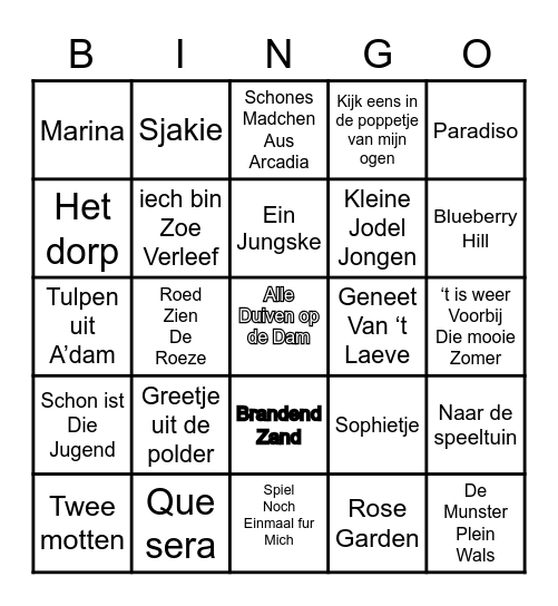 LIEDJES Bingo Card