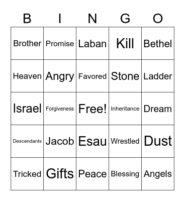 Bible Bingo Card