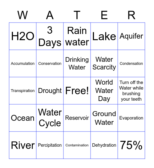 Wonders of Water Bingo Card