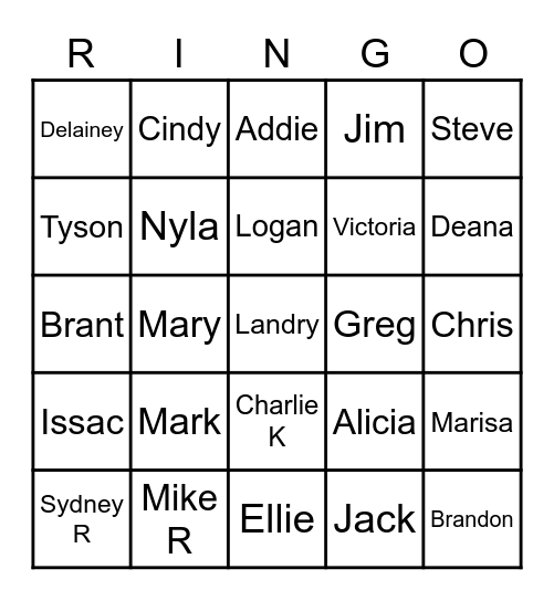 REUNION RINGO  Game 2 Bingo Card