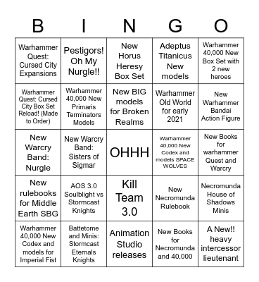 Warhammer Fest 2021 Bingo Card
