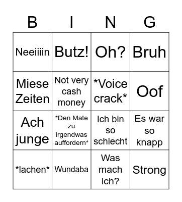 Latif beim Rocket League spielen Bingo Card