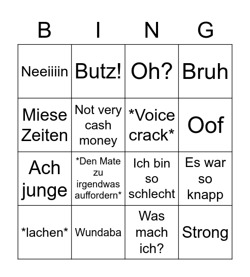 Latif beim Rocket League spielen Bingo Card