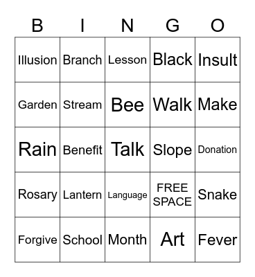 Gujarati Bingo Card