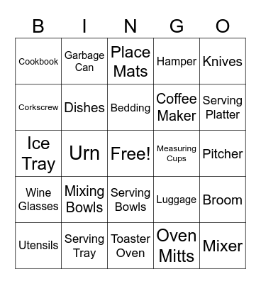 Talia's Bridal Shower Bingo Card