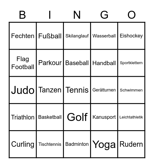 Sport-Bingo Card