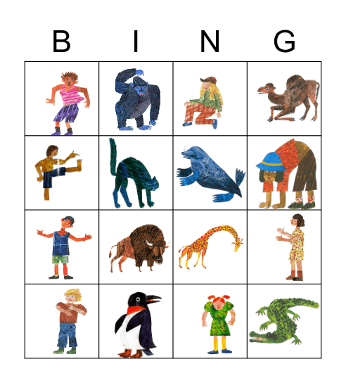 From Head to Toes - Eric Carle Bingo Card