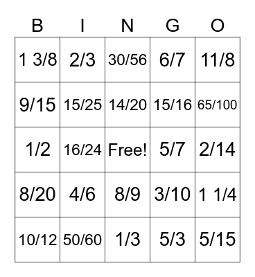 Adding Fractions Bingo! Bingo Card