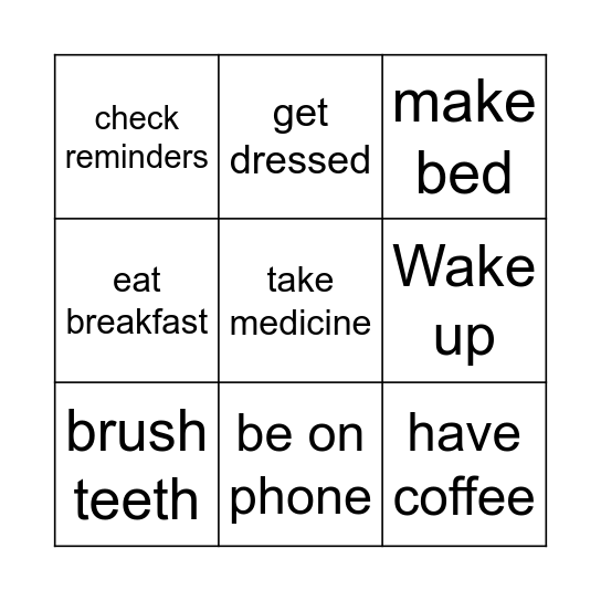 morning Bingo Card