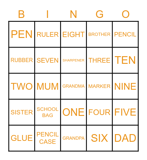 LET'S PLAY Bingo Card