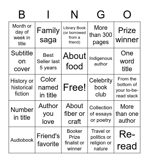 Summer Book Bingo 2021 Bingo Card