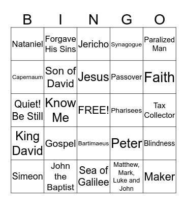 SUNDAY SCHOOL BINGO Card