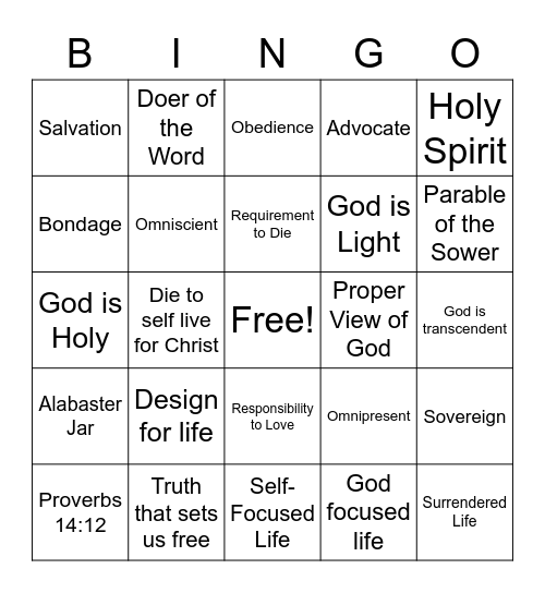 Man's Way vs. God's Way Bingo Card
