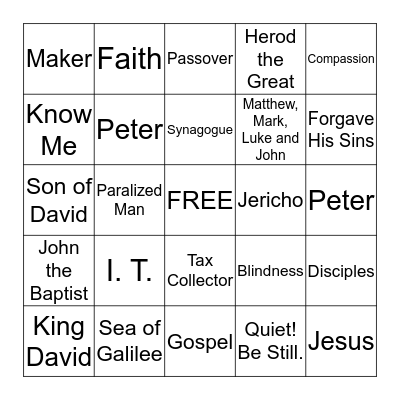 SUNDAY SCHOOL BINGO Card