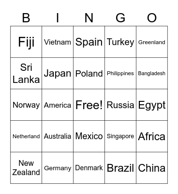 Travel and Tourism bingo Card