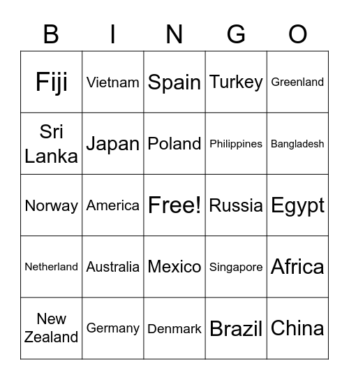 Travel and Tourism bingo Card