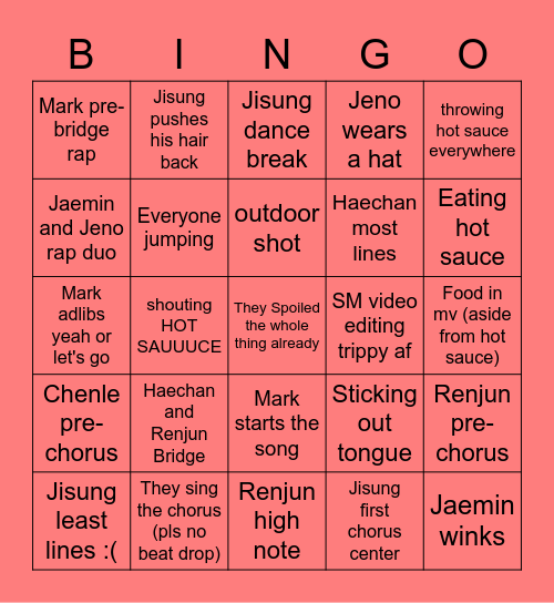 HOT SAUCE Bingo Card