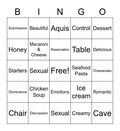 Kinky Bingo Card