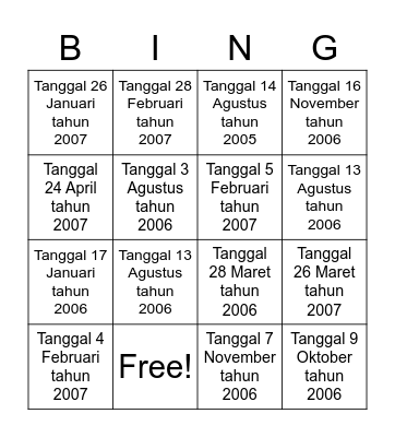 Important People in History Birthdays Bingo Card