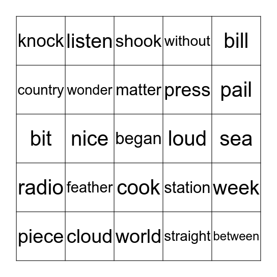 Dolch sight words Bingo Card