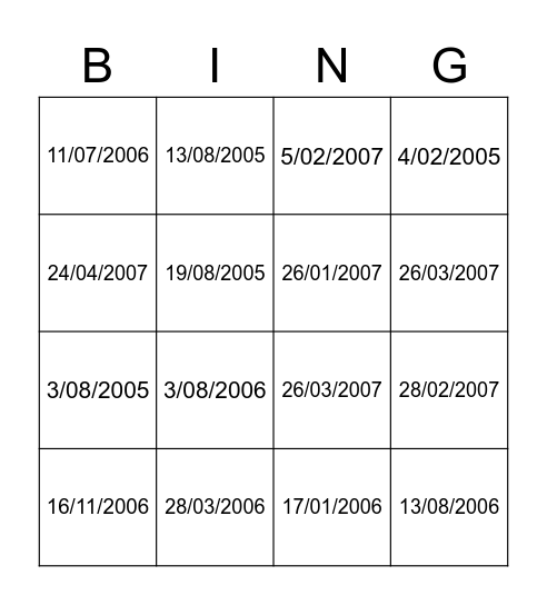 VIPs in History - Birthdays Bingo Card