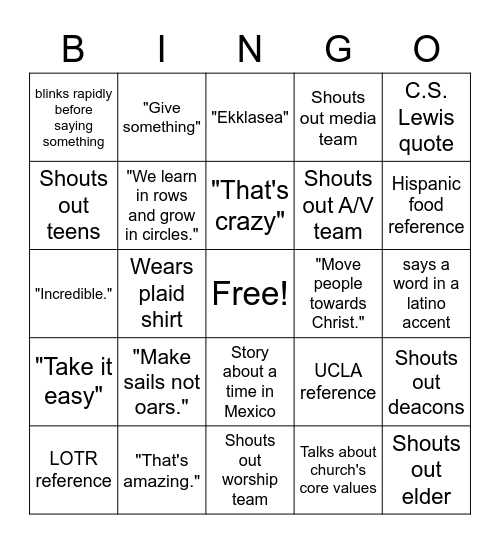 Ruben Sermon Bingo Card