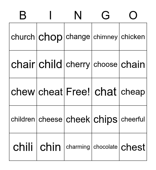 Ch   Bingo Card