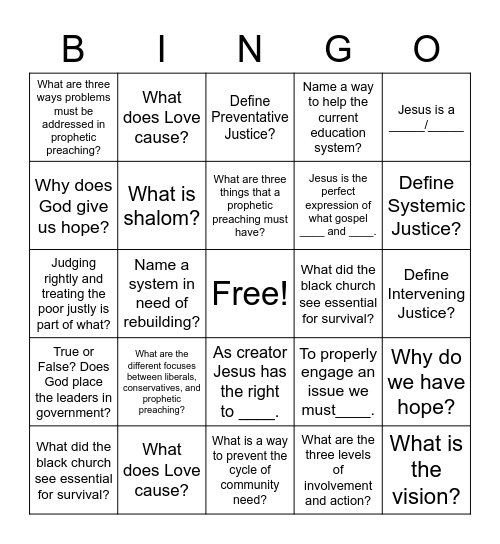 Woke Church Bingo Card