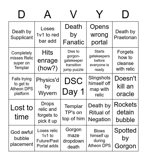 Davyd VoG Bingo Card