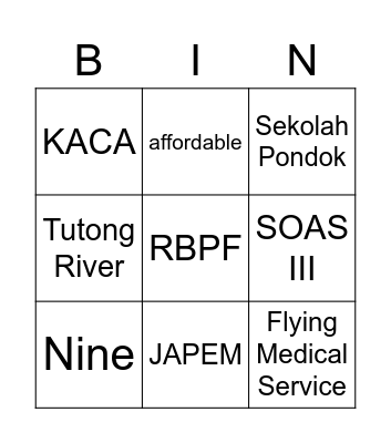 SStu: Chapter 4 Bingo Card
