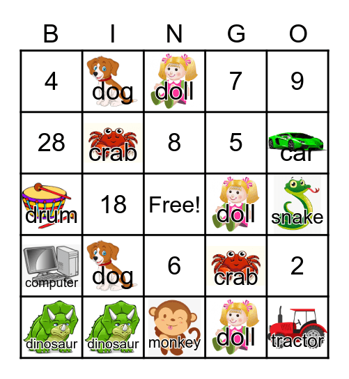 PHONICS C & D Bingo Card