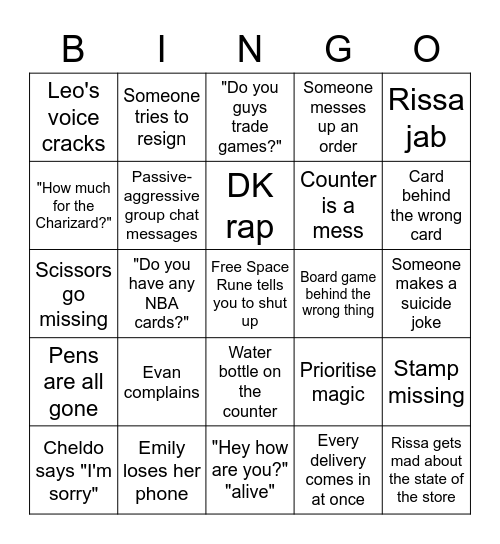 The Game Center Bingo Card