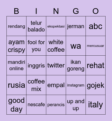 t Bingo Card