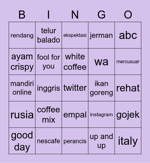 t Bingo Card