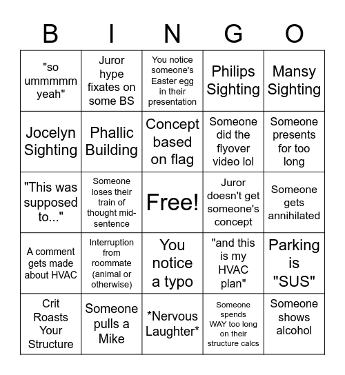 DD Bingo Card