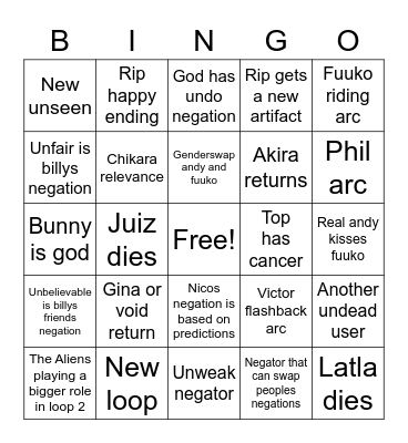 shesk UU bingo Card