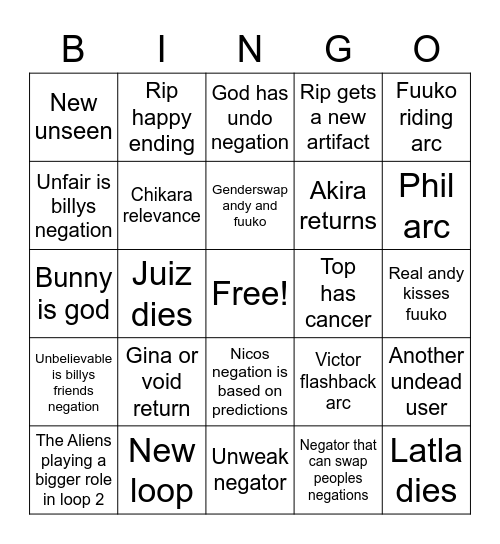 shesk UU bingo Card