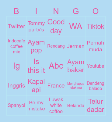 lulu Bingo Card