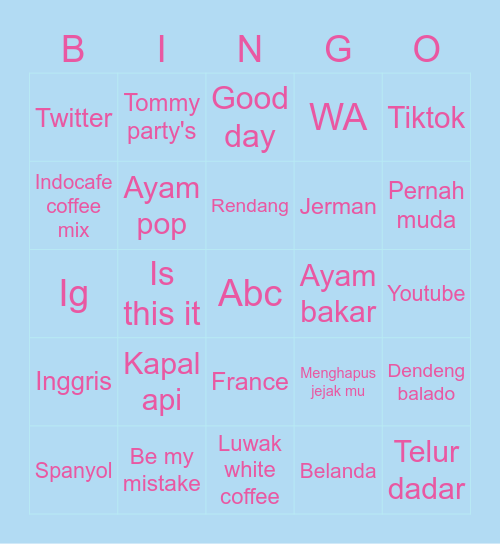 lulu Bingo Card