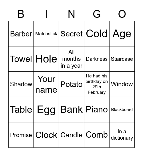 Kalpana Bingo Card