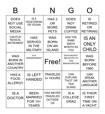 FAMILY BINGO Card