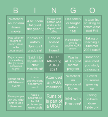AURS Bingo! Bingo Card