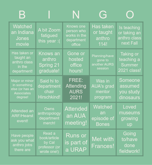 AURS Bingo! Bingo Card