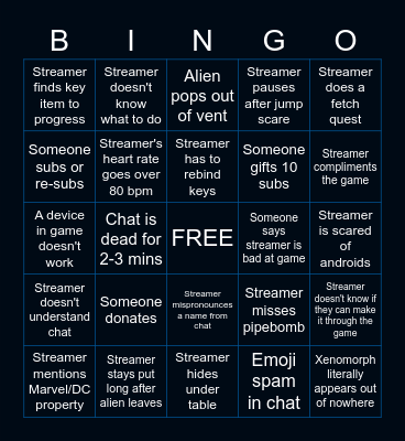 eratheBINGO: Alien Isolation Bingo Card