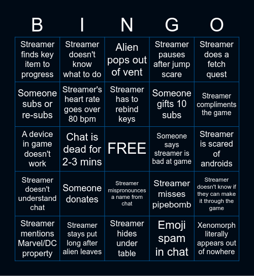 eratheBINGO: Alien Isolation Bingo Card